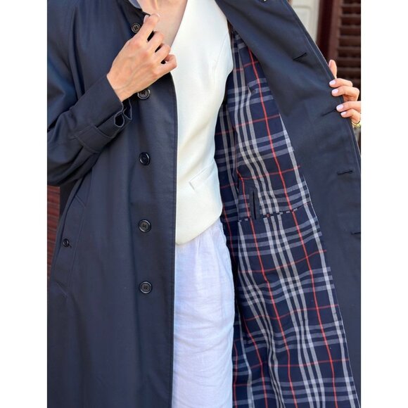 Vintage 80's Burberry Heritage Waterloo Trench Coat Nova Check 10 Long FLAWS - Picture 1 of 13